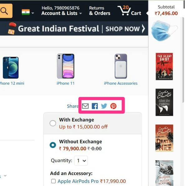 how to share your amazon cart
