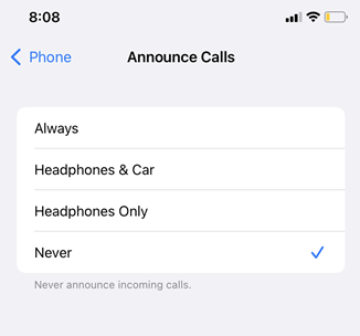 What is Announce Call on Iphone