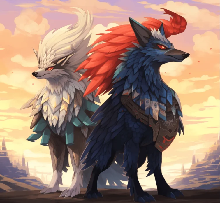 Zacian and Zamazenta Wolf pokemon